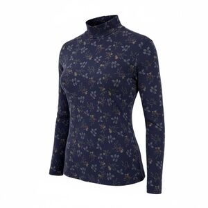 Vintage 90s Holiday Christmas Mock Turtleneck Top in Holly Print Women’s Size M